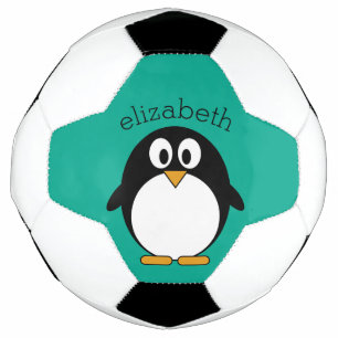 pinguïn cartoon smaragd en zwart voetbal