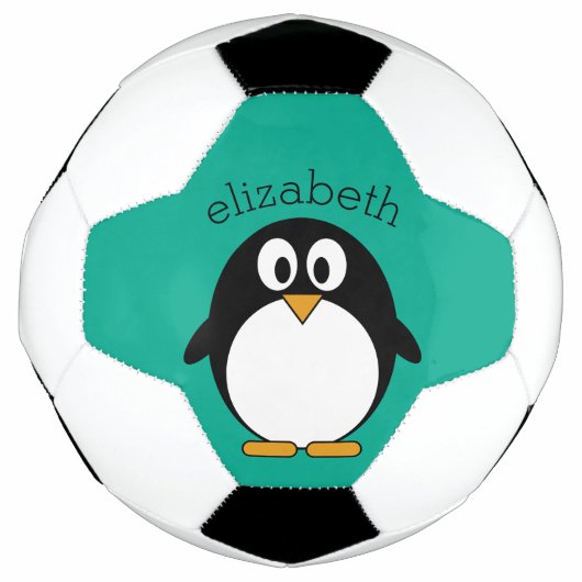 pinguïn cartoon smaragd en zwart voetbal (Voorkant)