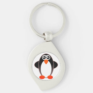 Pinguïn, Cartoon, zwart en wit Sleutelhanger