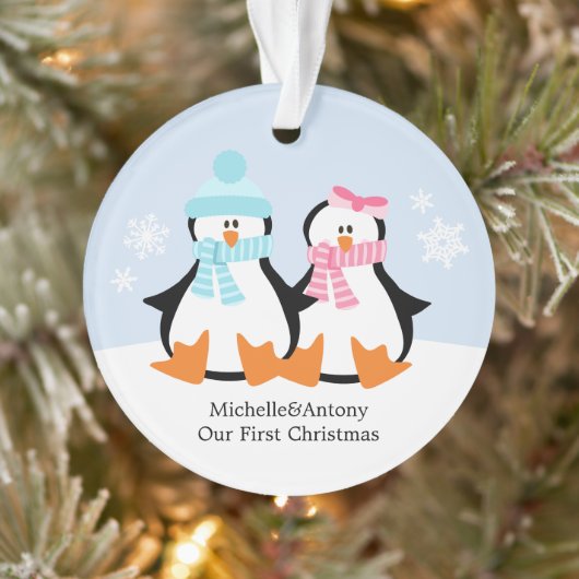 Pinguïn Couple Custom Kerstmis Ornament (Boom)