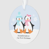 Pinguïn Couple Custom Kerstmis Ornament (voorkant)