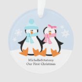 Pinguïn Couple Custom Kerstmis Ornament (voorkant)