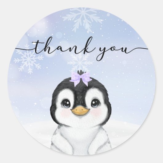 Pinguïn Dank u Favor Ronde Sticker (Voorkant)