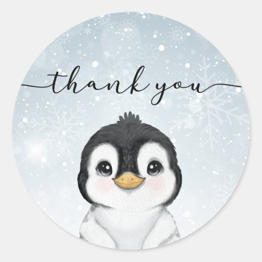 Pinguïn Dank u Favor Ronde Sticker (Voorkant)