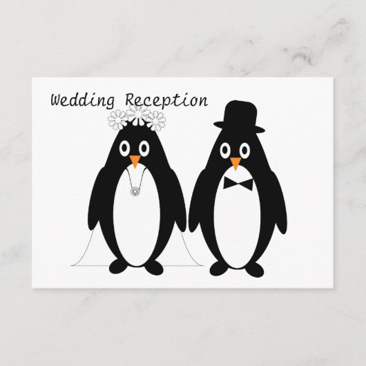 Pinguïn Design Huwelijksreceptie Informatiekaartje (Voorkant)