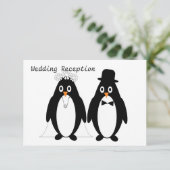 Pinguïn Design Huwelijksreceptie Informatiekaartje (Staand voorkant)
