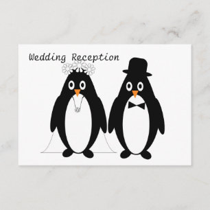 Pinguïn Design Huwelijksreceptie Informatiekaartje