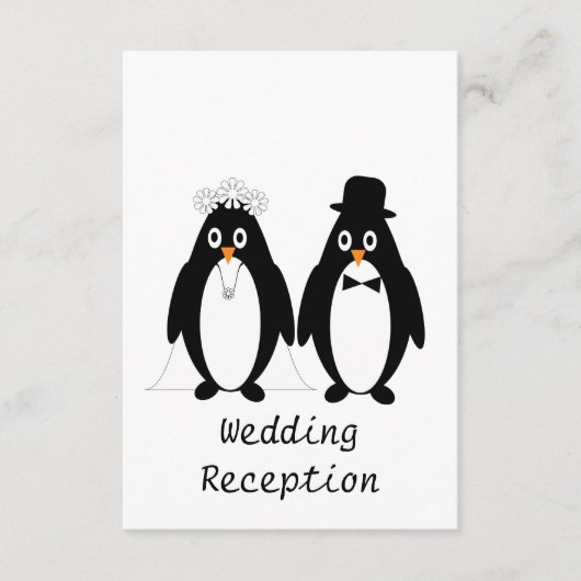 Pinguïn Design Huwelijksreceptie Informatiekaartje (Voorkant)