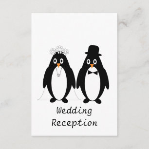 Pinguïn Design Huwelijksreceptie Informatiekaartje