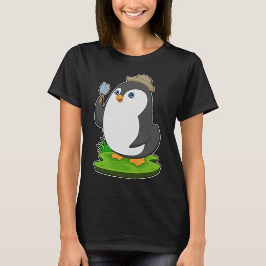 Pinguïn Detective Vergrootglas T-shirt (Voorkant)