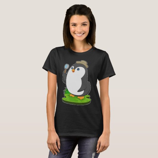 Pinguïn Detective Vergrootglas T-shirt (Voorkant volledig)