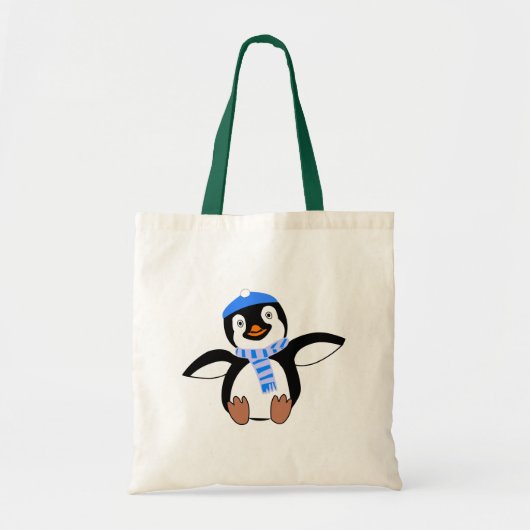 Pinguïn die een Canvas tas met een carf draagt (Voorkant)