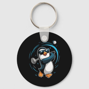 Pinguïn die golf speelt sport dier schattige pingu sleutelhanger