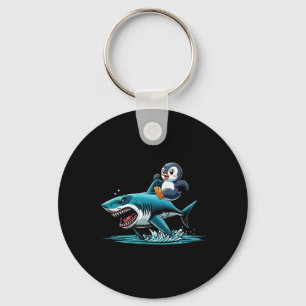 Pinguïn die haaikostuum rijdt Zeedierliefhebber Ki Sleutelhanger