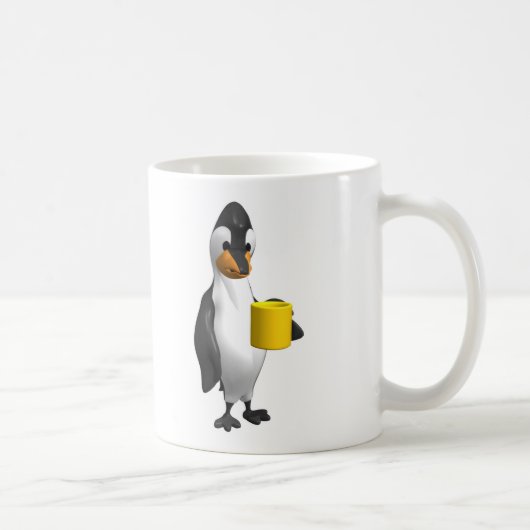 pinguïn die koffie drinkt koffiemok (Rechts)
