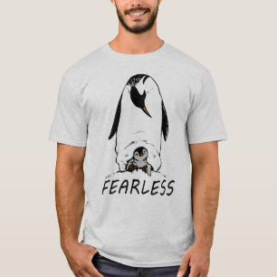 Pinguïn die naar uw kleurrijke ontwerpversie kijk t-shirt