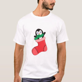Pinguïn die opwarmt tot de koude t-shirt