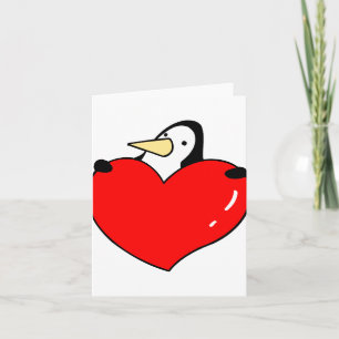 Pinguïn die rood hart leuk ontwerp houden feestdagen kaart