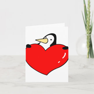 Pinguïn die rood hart leuk ontwerp houden feestdagen kaart