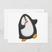 Pinguïn die zingt met microfoon en stropdas briefkaart (Voorkant / Achterkant)