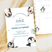 Pinguïn Dier Winter Onederland 1e verjaardag Kaart