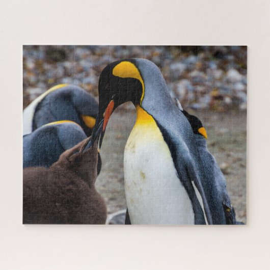 Pinguïn diner met familie, legpuzzel (Horizontaal)