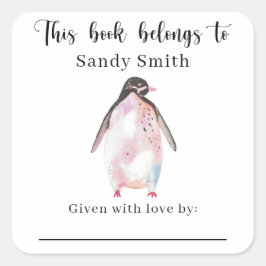 Pinguïn - Dit boek hoort bij met bericht Vierkante Sticker