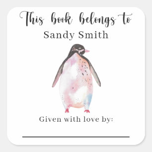 Pinguïn - Dit boek hoort bij met bericht Vierkante Sticker