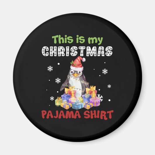 Pinguïn Dit Is Mijn Kerst Pyjama Shirt Magneet (Voorkant)