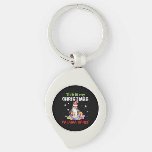 Pinguïn Dit Is Mijn Kerst Pyjama Shirt Sleutelhanger (Voorkant)