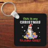 Pinguïn Dit Is Mijn Kerst Pyjama Shirt Sleutelhanger (Voorkant)