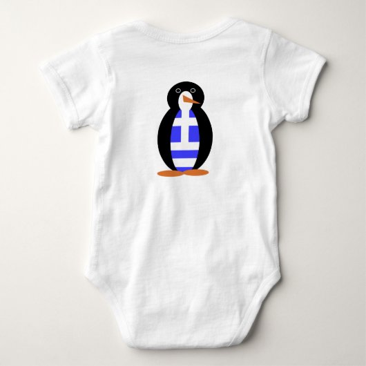 Pinguïn draagt Griekse vlag vest Romper (Achterkant)