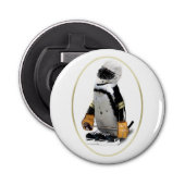 Pinguïn Dragen Hockey Gear Button Flesopener (Voorkant)
