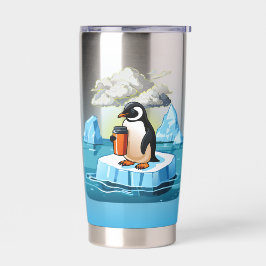 Pinguïn drijvend op Iceberg Holding Geïsoleerde Drinkbeker