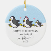 Pinguïn eerste kerstfamilie van 3 keramisch ornament (Achterkant)