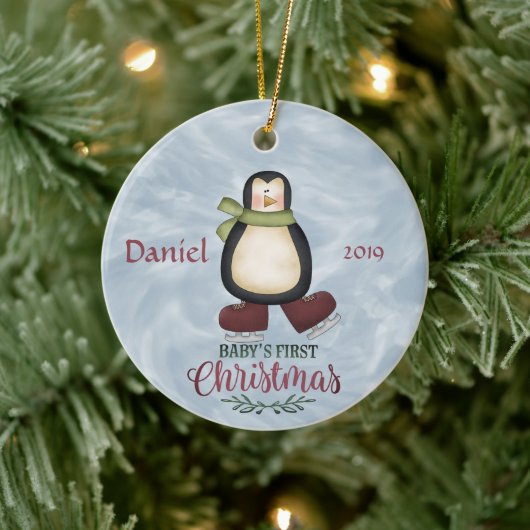 Pinguïn - Eerste Kerstmis voor baby's Keramisch Ornament (Boom)