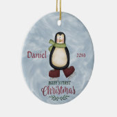 Pinguïn - Eerste Kerstmis voor baby's Keramisch Ornament (Rechts)