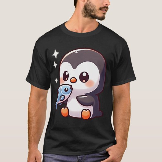 pinguïn eet vis t-shirt (Voorkant)
