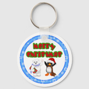 Pinguïn en Beren kerstmis Sleutelhanger
