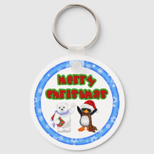 Pinguïn en Beren kerstmis Sleutelhanger (Voorkant)