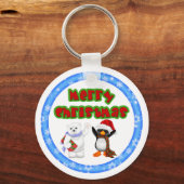 Pinguïn en Beren kerstmis Sleutelhanger (Voorkant)