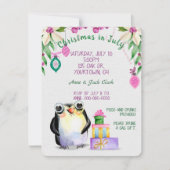 pinguïn en cadeaus voor Kerstmis in Juli feest Kaart (Voorkant)