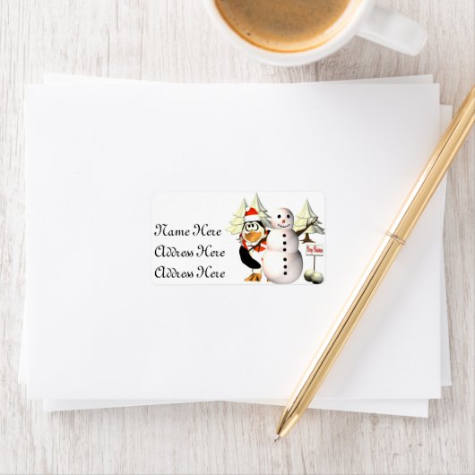 Pinguïn en de sneeuwman Adresetiketten Etiket (Insitu)