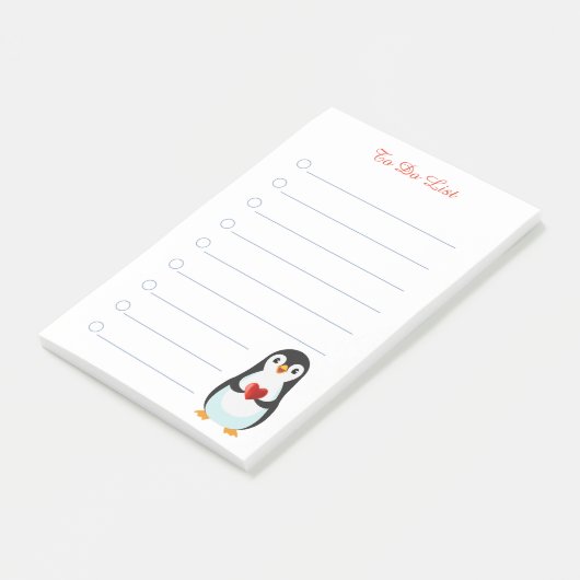 Pinguïn en kalligrafie op witte post-it notities post-it® notes (Schuin)