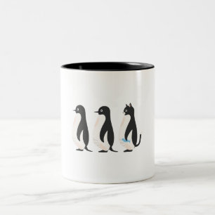 Pinguïn en Kat Doodle Tweekleurige Koffiemok
