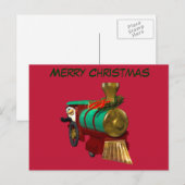 Pinguïn en Kerstmis Trein Feestdagenkaart (Voorkant / Achterkant)