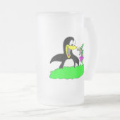 Pinguïn en Leprechaun Matglas Bierpul (Voorkant rechts)