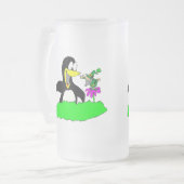 Pinguïn en Leprechaun Matglas Bierpul (Voorkant links)