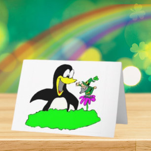 Pinguïn en Leprechaun St Patrick's Day Kaart