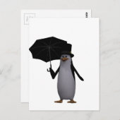 pinguïn en paraplu briefkaart (Voorkant / Achterkant)